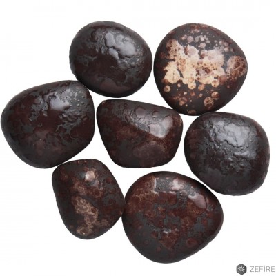 Декоративные керамические камни коричневые матовые с глянцевой крапинкой 7 шт (ZeFire) в категории Аксессуары к биокаминам