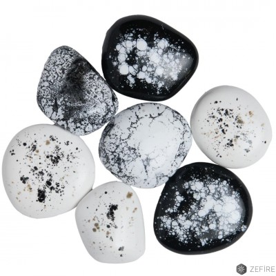 Декоративные керамические камни черно-бело-серые 7 шт (ZeFire) в категории Аксессуары к биокаминам