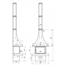 Пристенный открытый камин LOFT - 10/2